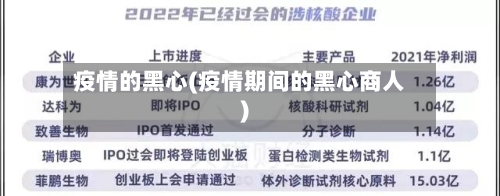 疫情的黑心(疫情期间的黑心商人)-第2张图片
