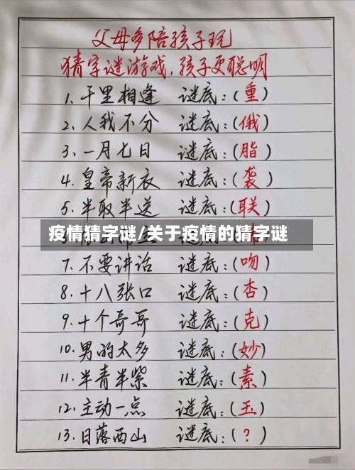 疫情猜字谜/关于疫情的猜字谜